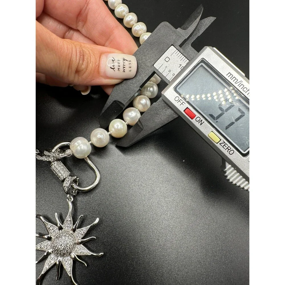 White natural pearl half chain necklace, combined freshwater pearl and bulky cha
